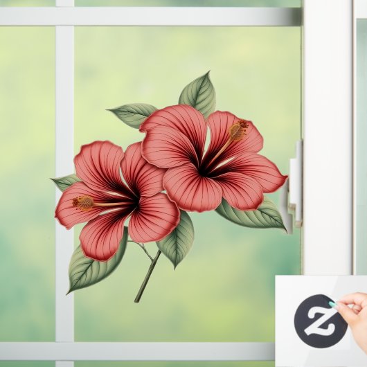 Vintage Hibiscus Fensteraufkleber (Zuhause)