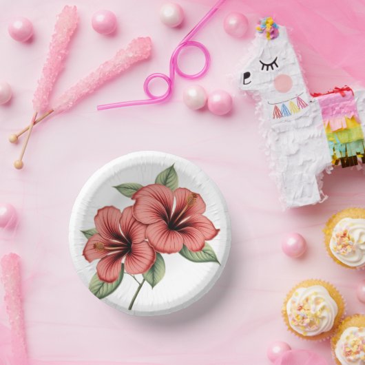 Vintage Hibiscus Pappteller (Party)