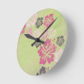 Vintage Hibiscus Runde Wanduhr (Winkel)