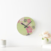 Vintage Hibiscus Runde Wanduhr (Zuhause)