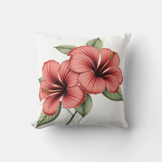 Vintage Hibiscus throw pillow Kissen (Vorderseite)