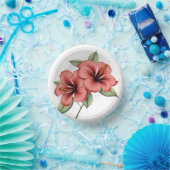 Vintage Hibiskus Pappteller (Party)