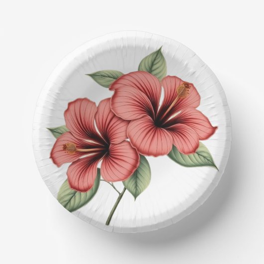 Vintage Hibiskus Pappteller (Vorderseite)
