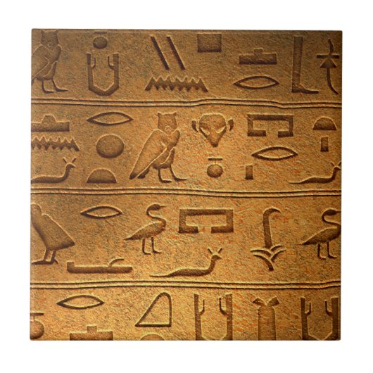 Vintage Hieroglyphen-Symbole Fliese (Vorderseite)