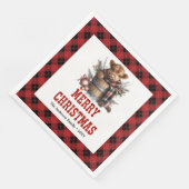 Vintage highland cow Christmas napkins red black  Serviette (Ecke)
