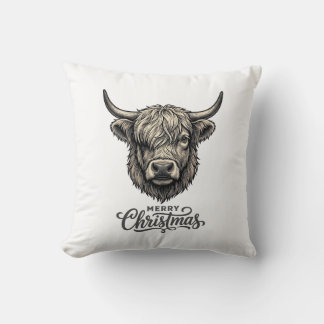 Vintage Highland Cow Frohe Weihnachten-Shirt_1 Kissen