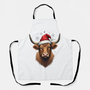 Vintage Highland Cow Weihnachtsdesign mit Santa H Schürze