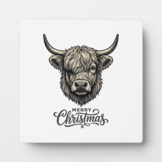 Vintage Highland Kuh Frohe Weihnachten Shirt_1 Fotoplatte