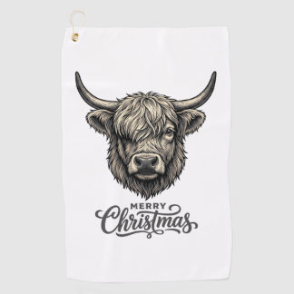 Vintage Highland Kuh Frohe Weihnachten Shirt_1 Golfhandtuch