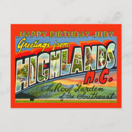 Vintage Highlands NC Birthday Postcard Feiertagspostkarte