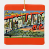 Vintage Highlands NC Postcard Keramikornament (Rückseite)