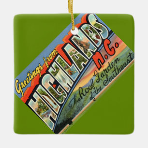 Vintage Highlands NC Postkarte Keramikornament