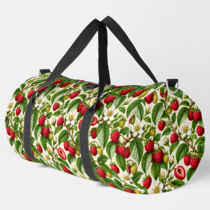 Vintage Himbeer-Botanikillustration Duffle Bag