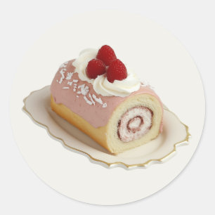 Vintage-Himbeer-Roulade Runder Aufkleber