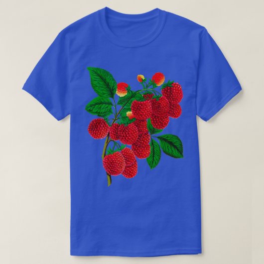 Vintage Himbeere Botanische Darstellung T-Shirt (Design vorne)