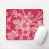 Vintage Himbeerrotes Blumen Mousepad (Mit Mouse)