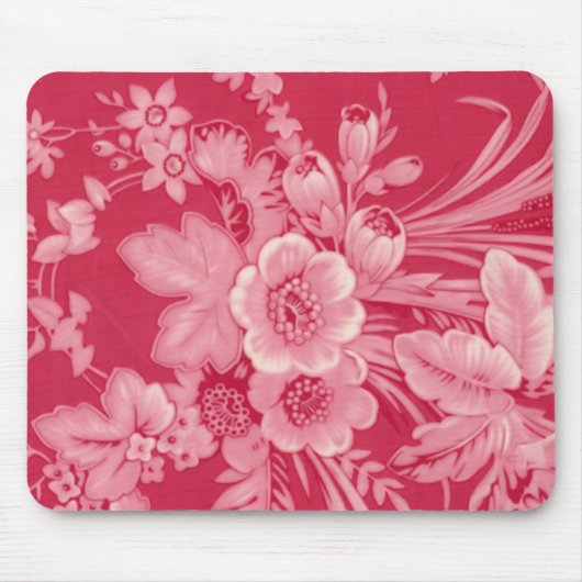 Vintage Himbeerrotes Blumen Mousepad (Vorne)
