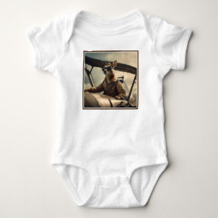 "Vintage Himmel: Kangaroo-Pilot im alten Flugzeug Baby Strampler