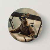 "Vintage Himmel: Kangaroo-Pilot im alten Flugzeug Button (Vorderseite)