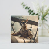 "Vintage Himmel: Kangaroo-Pilot im alten Flugzeug Einladung (Stehend Vorderseite)
