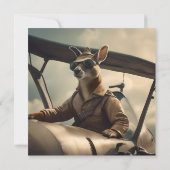 "Vintage Himmel: Kangaroo-Pilot im alten Flugzeug Einladung (Rückseite)