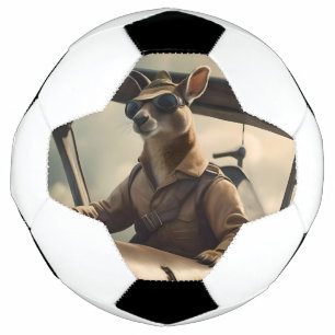 "Vintage Himmel: Kangaroo-Pilot im alten Flugzeug Fußball