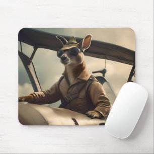 "Vintage Himmel: Kangaroo-Pilot im alten Flugzeug Mousepad