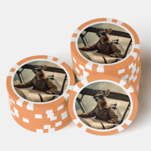 "Vintage Himmel: Kangaroo-Pilot im alten Flugzeug Pokerchips