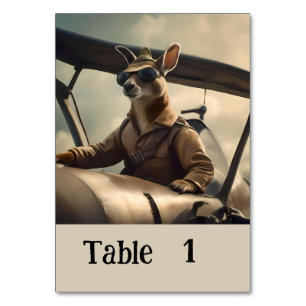 "Vintage Himmel: Kangaroo-Pilot im alten Flugzeug Tischnummer