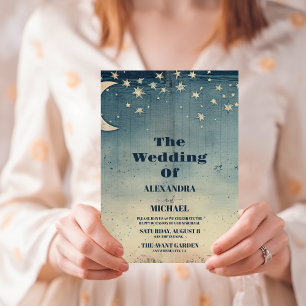 Vintage Himmelblau Sterne Hochzeit Einladung