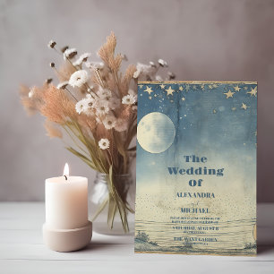 Vintage Himmelblau Sterne Hochzeit Einladung