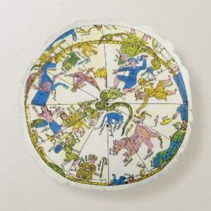 Vintage Himmelfahrt, arabischer Raum, Sternbilder Rundes Kissen