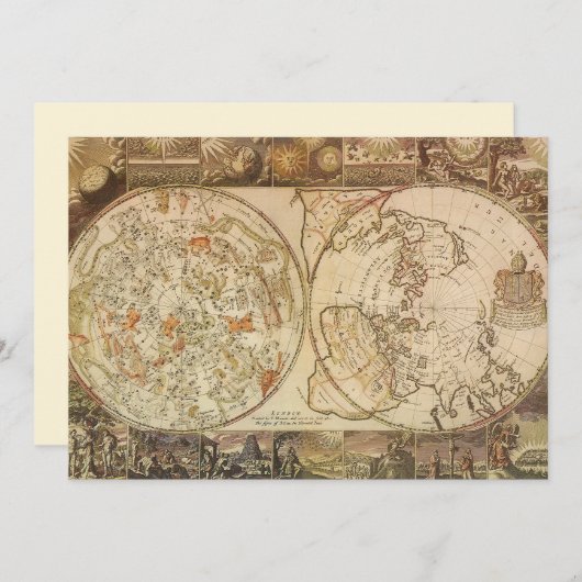 Vintage Himmelfahrtskarte von Joseph Moxon (Vorne/Hinten)