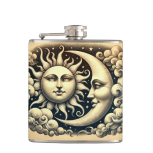 Vintage Himmels-Sonne & Mond Flachmann