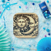 Vintage Himmels-Sonne & Mond Pappteller (Party)