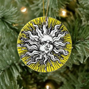 Vintage-Himmels-Sonnengesicht-Ornament Keramik Ornament