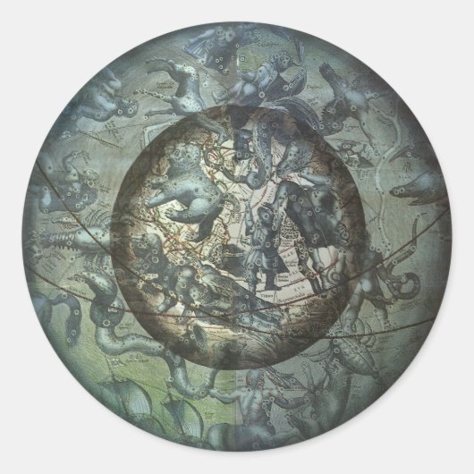Vintage Himmelsastronomie der Nordkonstellation Runder Aufkleber (Vorderseite)