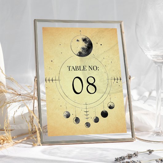 Vintage Himmelsblond-Phasen Hochzeit Tischnummer