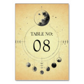 Vintage Himmelsblond-Phasen Hochzeit Tischnummer (Rückseite)