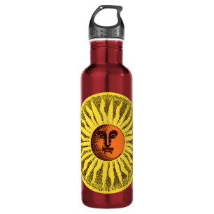Vintage Himmelsgelbe lächelnd glückliche Hippie Su Edelstahlflasche