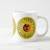 Vintage Himmelsgelbe lächelnd glückliche Hippie Su Jumbo-Tasse (Rechts)