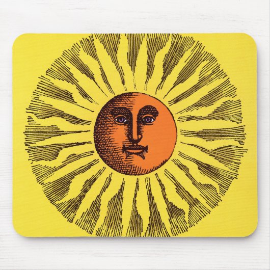 Vintage Himmelsgelbe lächelnd glückliche Hippie Su Mousepad (Vorne)