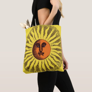 Vintage Himmelsgelbe lächelnd glückliche Hippie Su Tasche