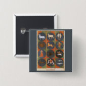 Vintage Himmelskarte, astrologische Zodiakarte, 14 Button (Vorne & Hinten)