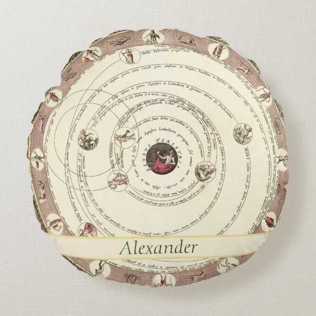 Vintage Himmelskarte Rundes Kissen (Vorderseite)