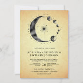 Vintage Himmelsmondphasen Hochzeit Einladung (Vorderseite)