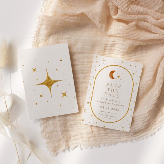 Vintage Himmelsmondstars Save the Date Einladung