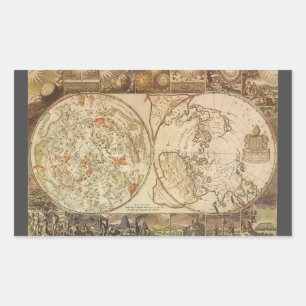 Vintage-Himmelsplanisphäre von Joseph Moxon Rechteckiger Aufkleber