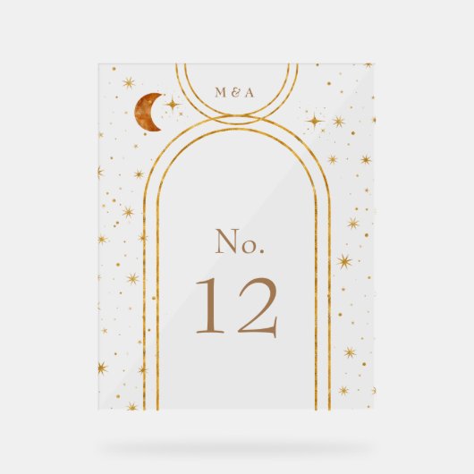 Vintage Himmelsstars Tischnummer Acrylschild (Vorderseite)