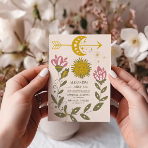 Vintage-Himmlische Botanische Hochzeit Einladung
